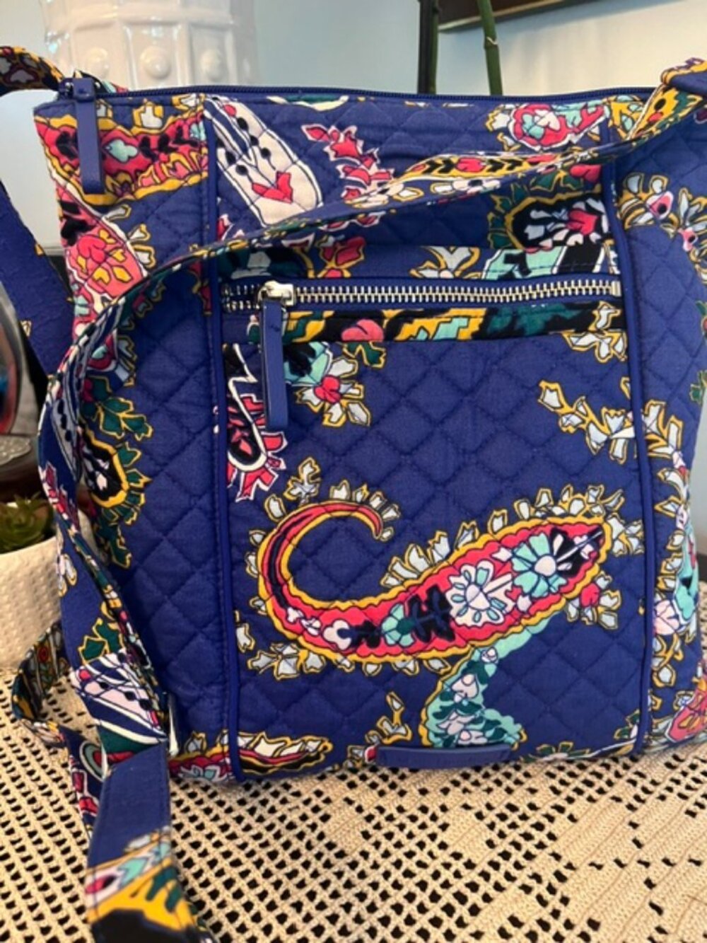 Vera Bradley Iconic Hipster Crossbody Bag in Romantic Blue Paisley